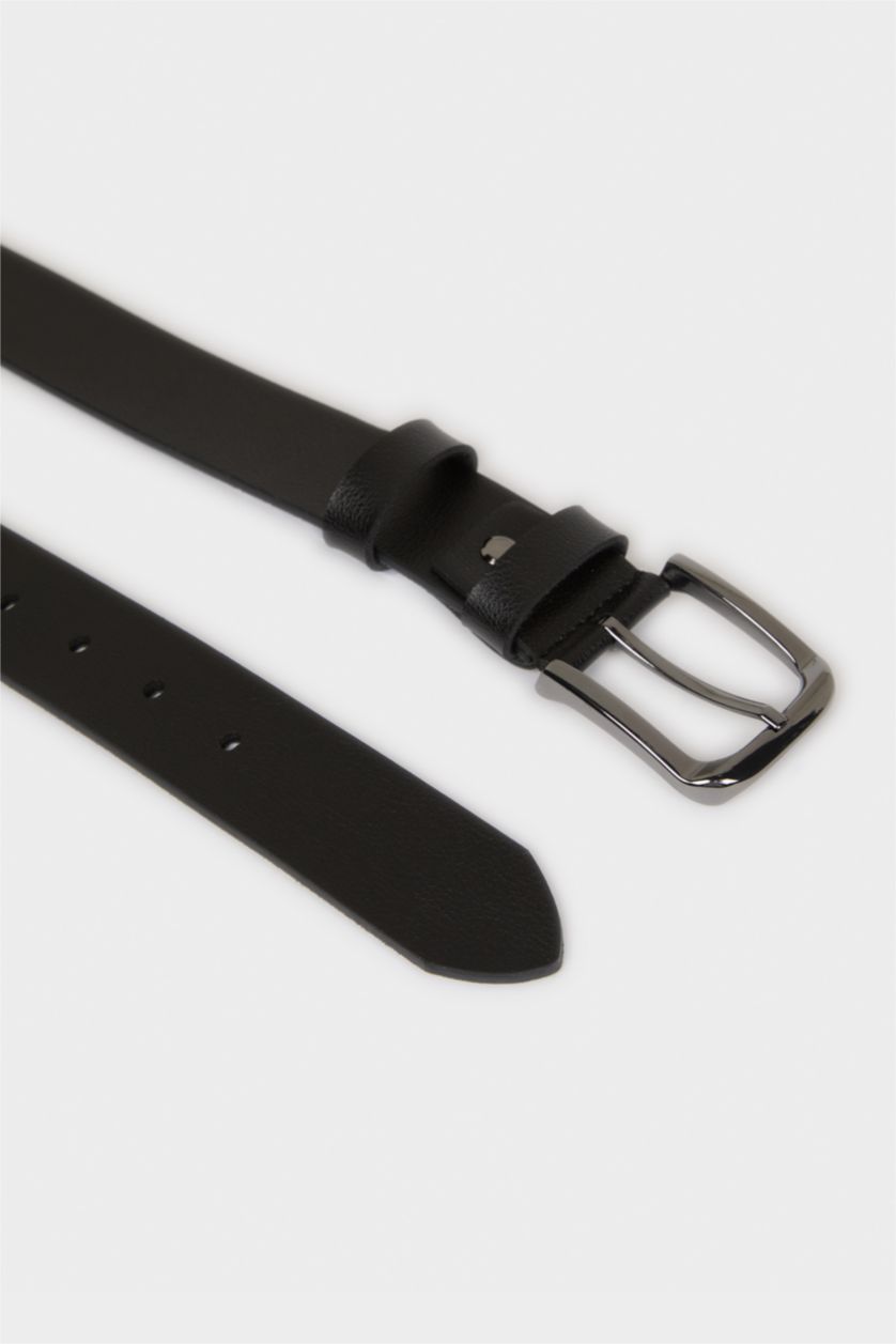 Erkek Siyah Erkek Dikdörtgen Toka Suni Deri Jean Kemeri