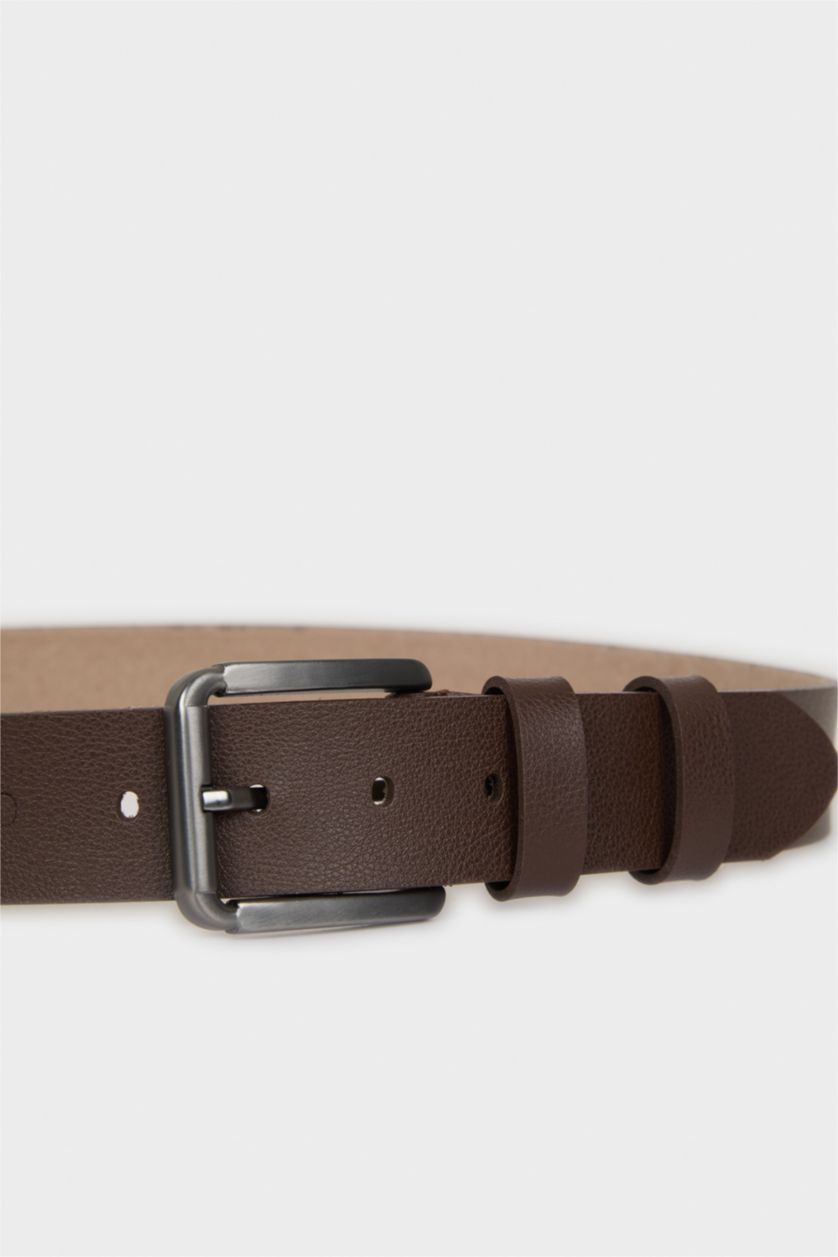 Erkek Kahve Erkek Dikdörtgen Toka Suni Deri Jean Kemeri