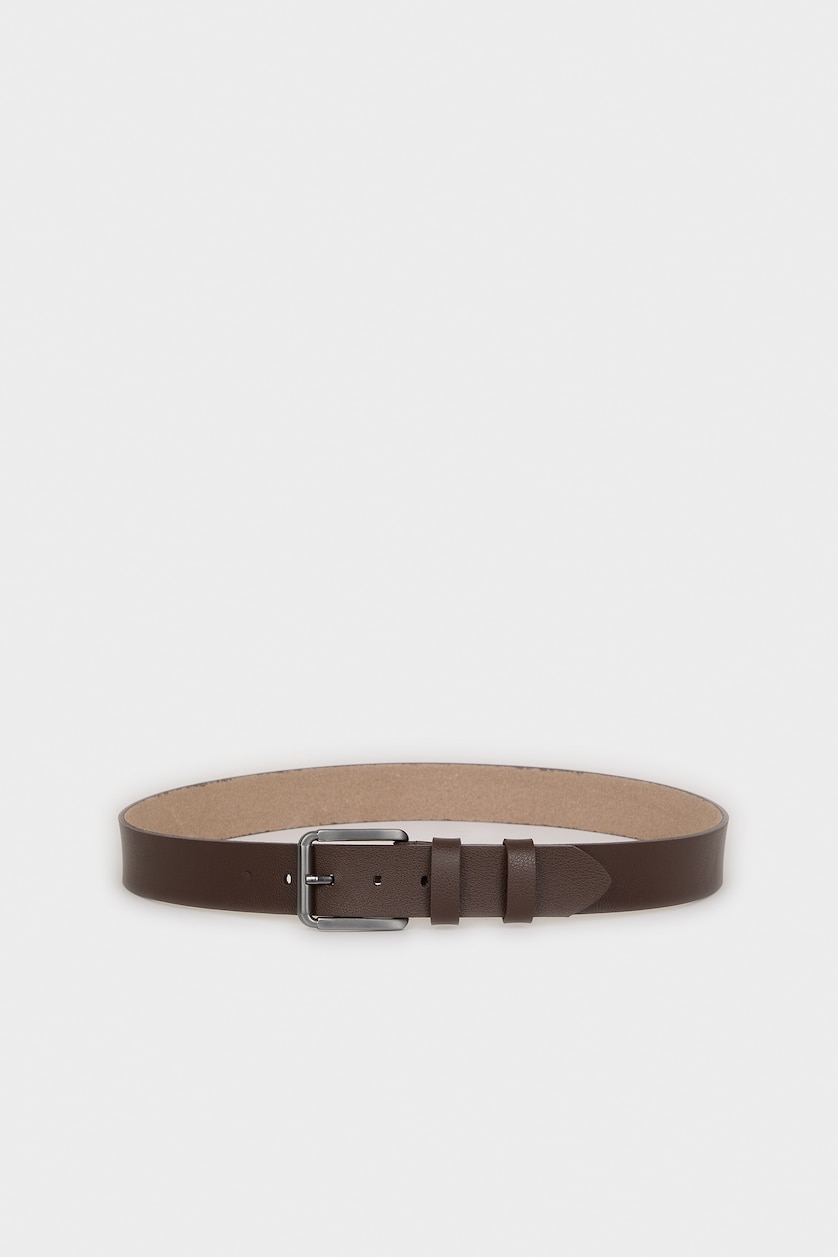 Man Brown Man Rectangular Hair Clip Faux Leather Denim Belt