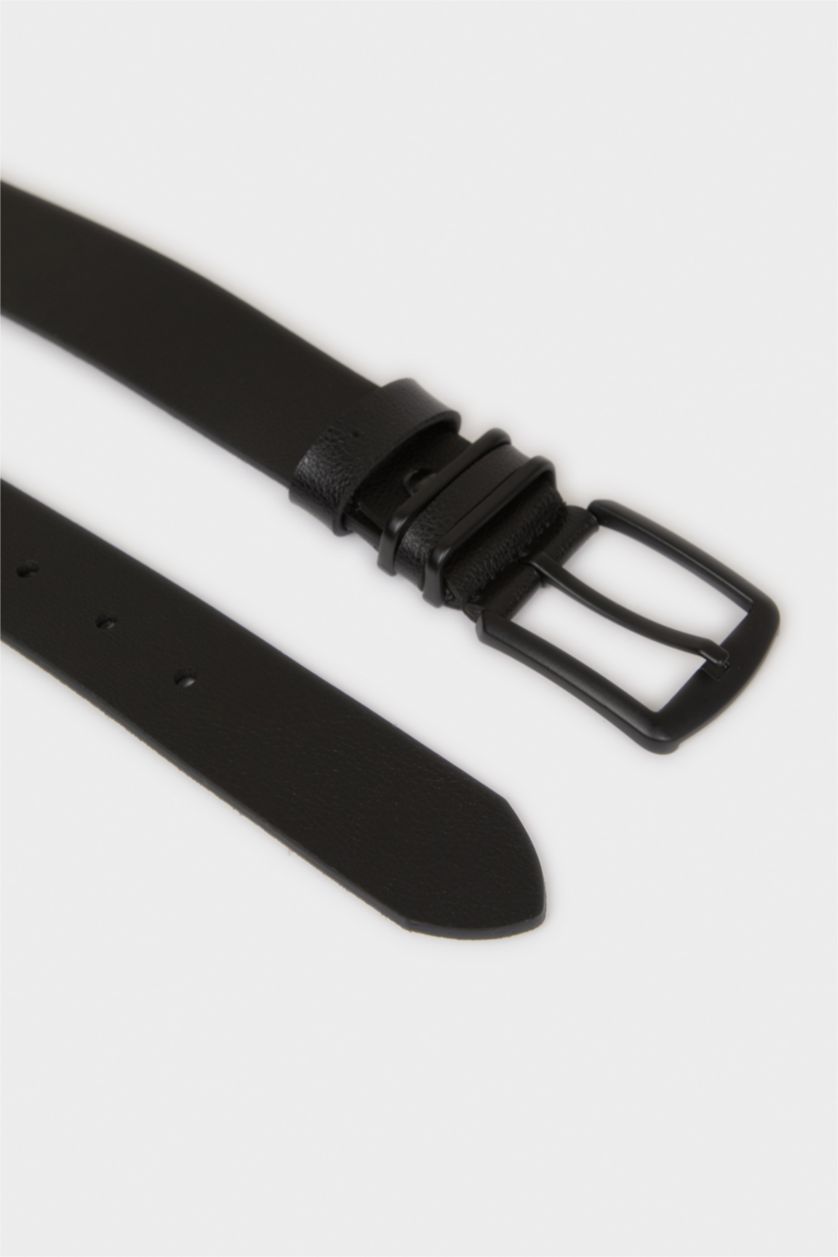 Erkek Siyah Erkek Dikdörtgen Toka Suni Deri Jean Kemeri