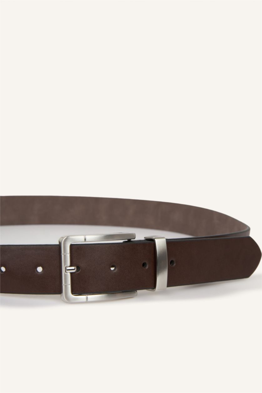 Erkek Kahve Erkek Dikdörtgen Toka Suni Deri Jean Kemeri