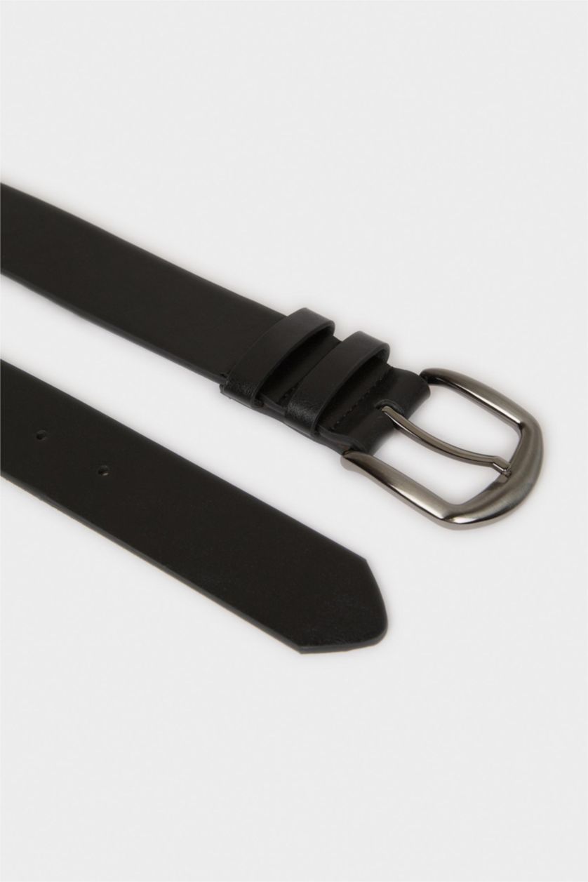 Erkek Siyah Erkek Dikdörtgen Toka Suni Deri Jean Kemeri