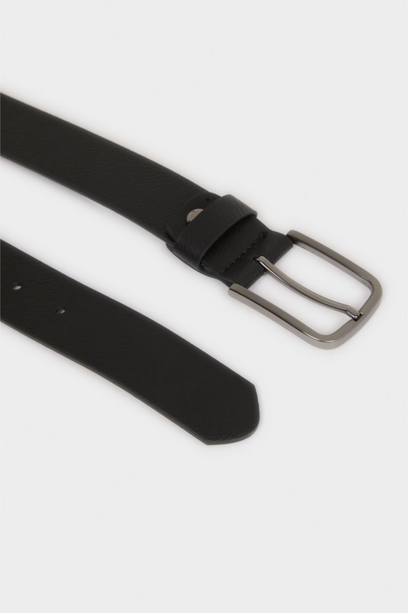 Erkek Siyah Erkek Dikdörtgen Toka Suni Deri Jean Kemeri