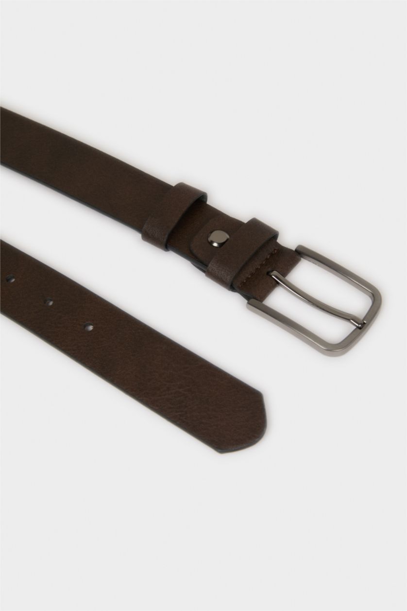 Erkek Kahve Erkek Dikdörtgen Toka Suni Deri Jean Kemeri