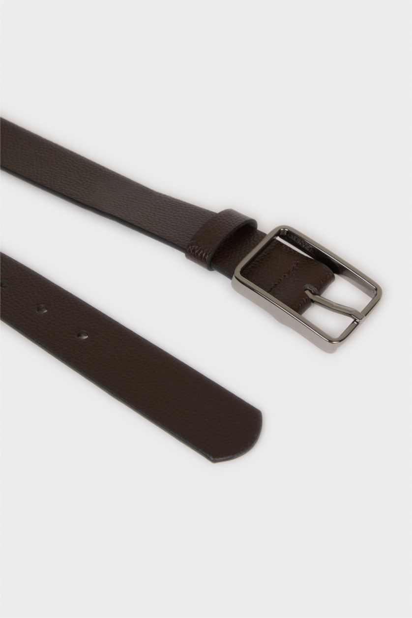 Erkek Kahve Erkek Dikdörtgen Toka Suni Deri Jean Kemeri