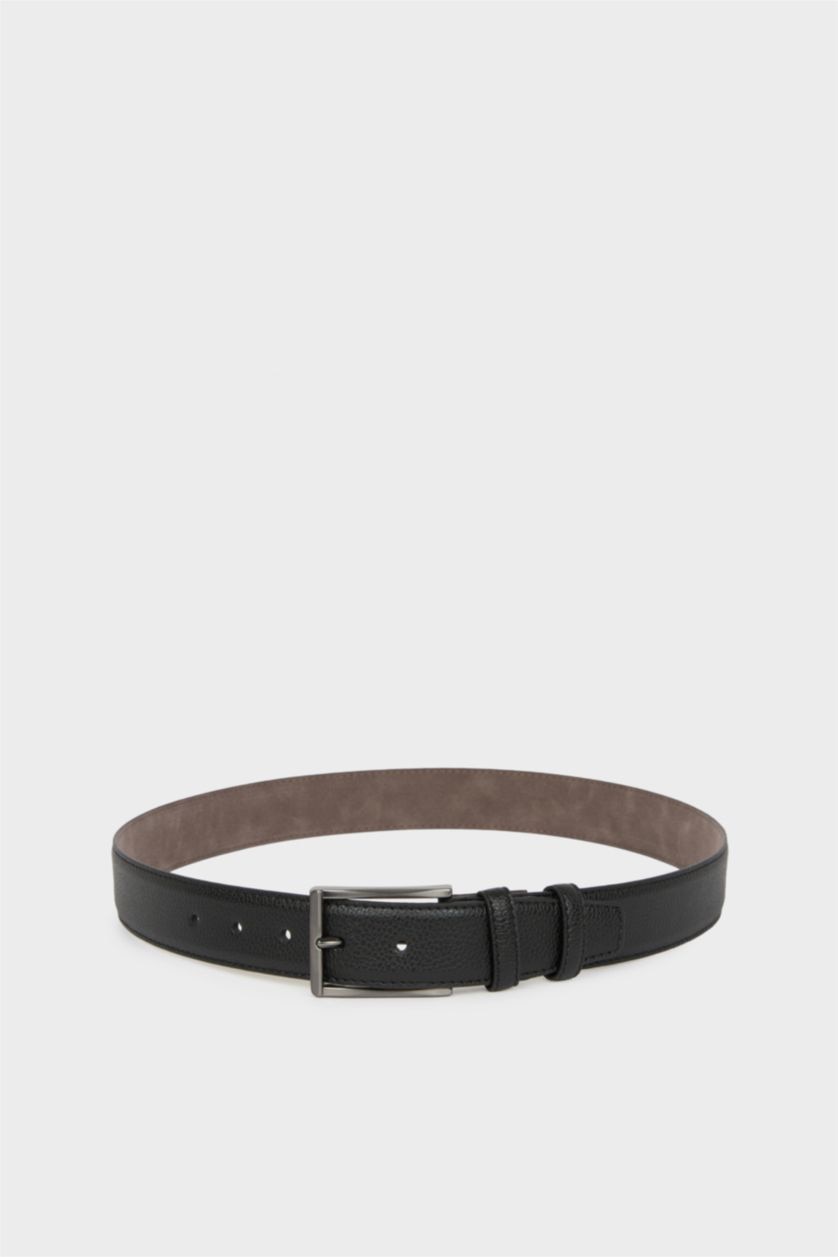 Erkek Siyah Erkek Dikdörtgen Toka Suni Deri Jean Kemeri