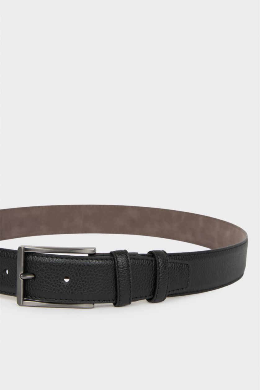 Erkek Siyah Erkek Dikdörtgen Toka Suni Deri Jean Kemeri