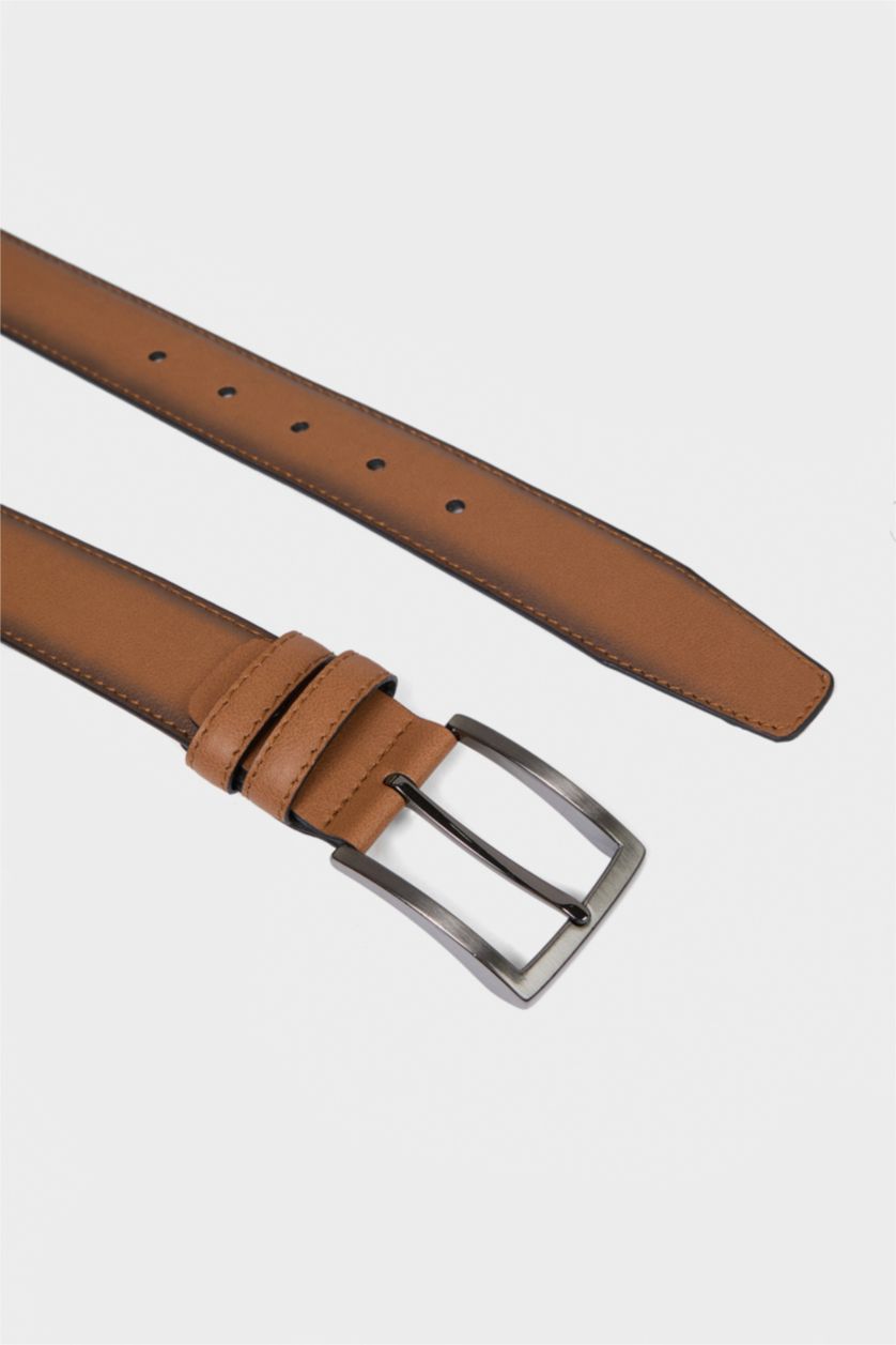 Erkek Kahve Erkek Dikdörtgen Toka Suni Deri Klasik Kemer