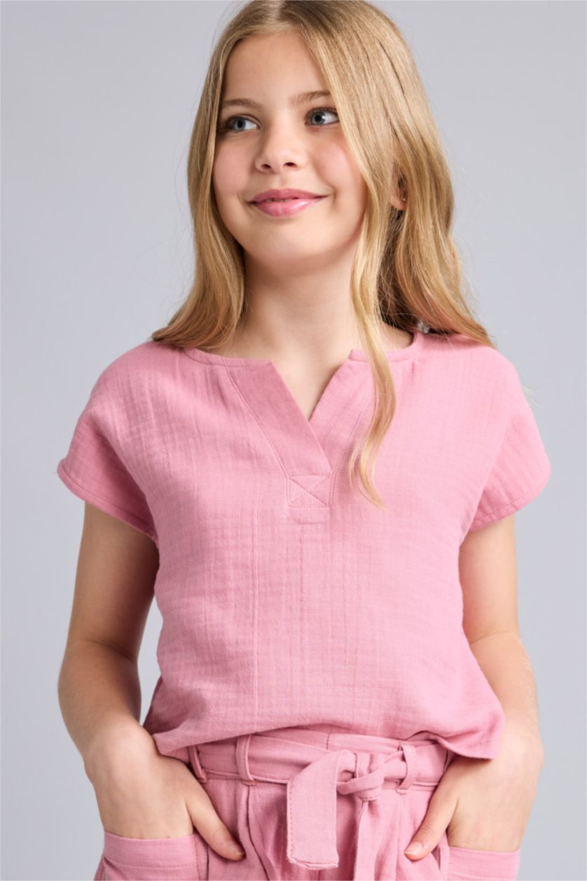 Young Girls - Teen Girls Dark Rose Girl Short Sleeve Blouse