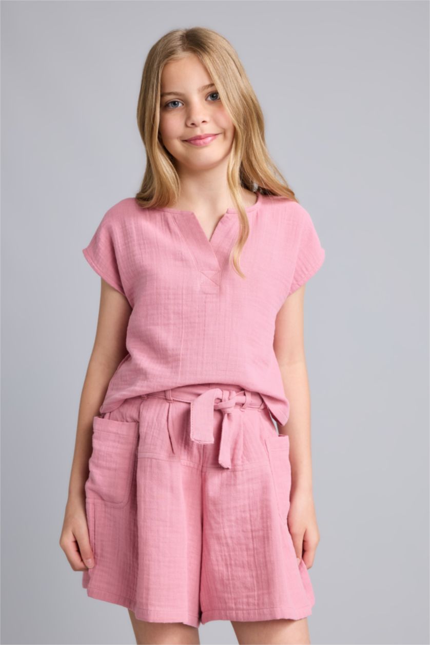 Young Girls - Teen Girls Dark Rose Girl Short Sleeve Blouse