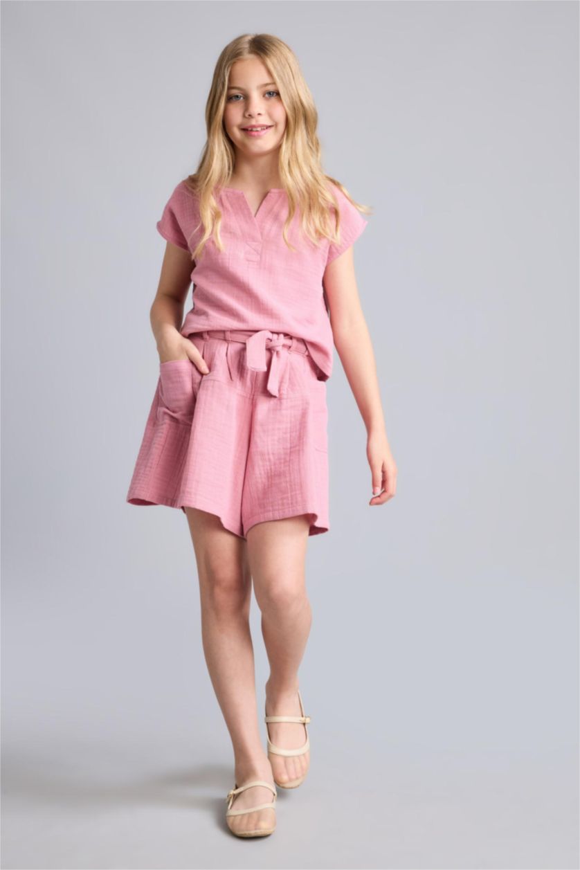 Girls & Teens Dark Rose Girl Short Sleeve Rose Blouse