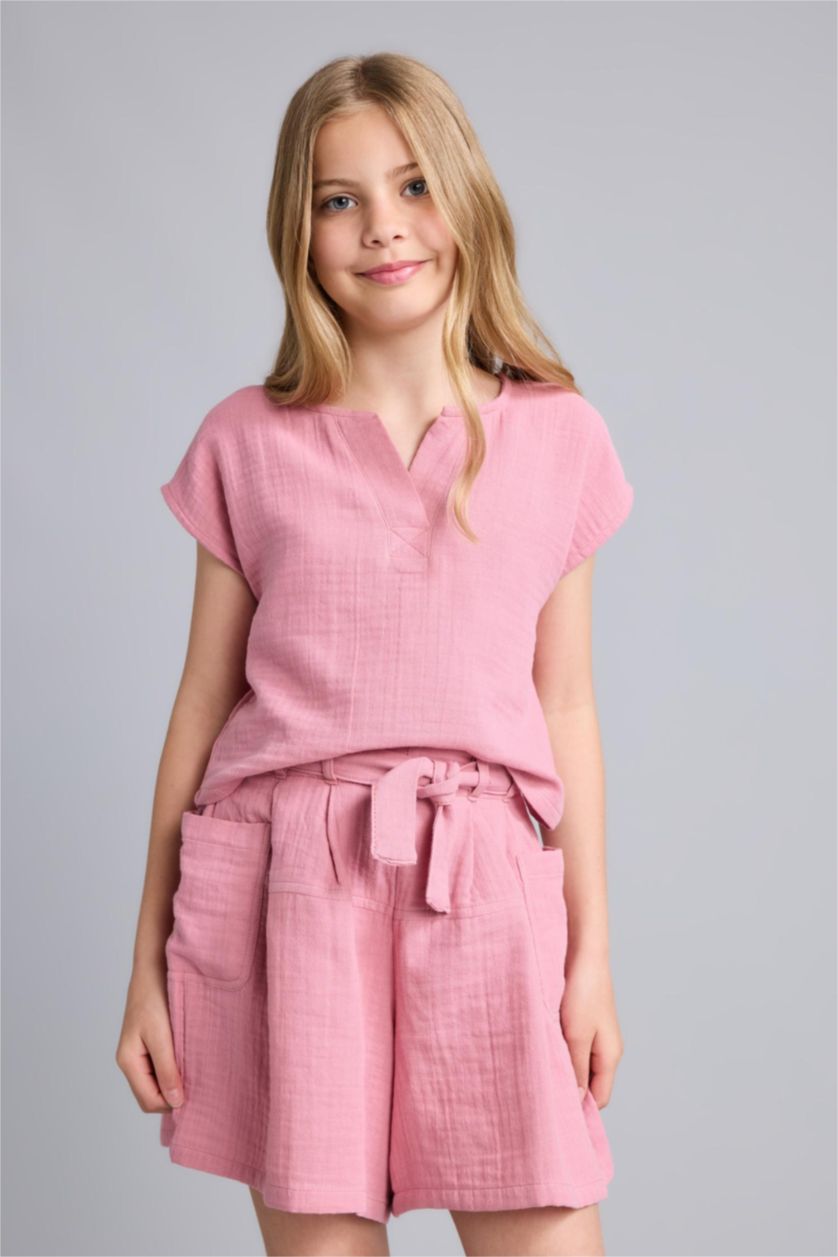 Girls & Teens Dark Rose Girl Short Sleeve Rose Blouse