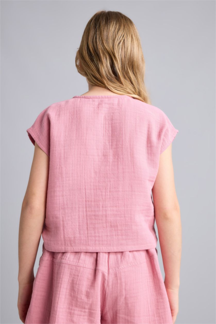 Young Girls - Teen Girls Dark Rose Girl Short Sleeve Blouse