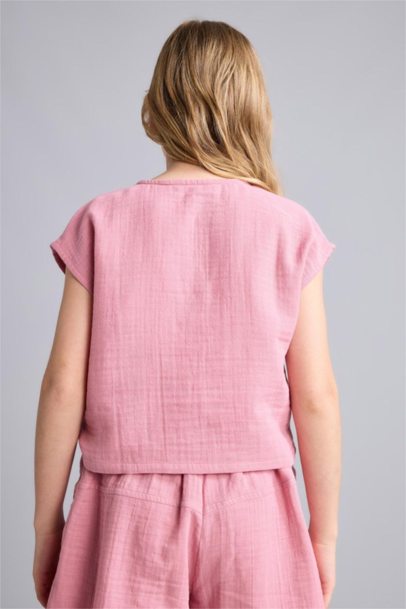 Girls & Teens Dark Rose Girl Short Sleeve Rose Blouse