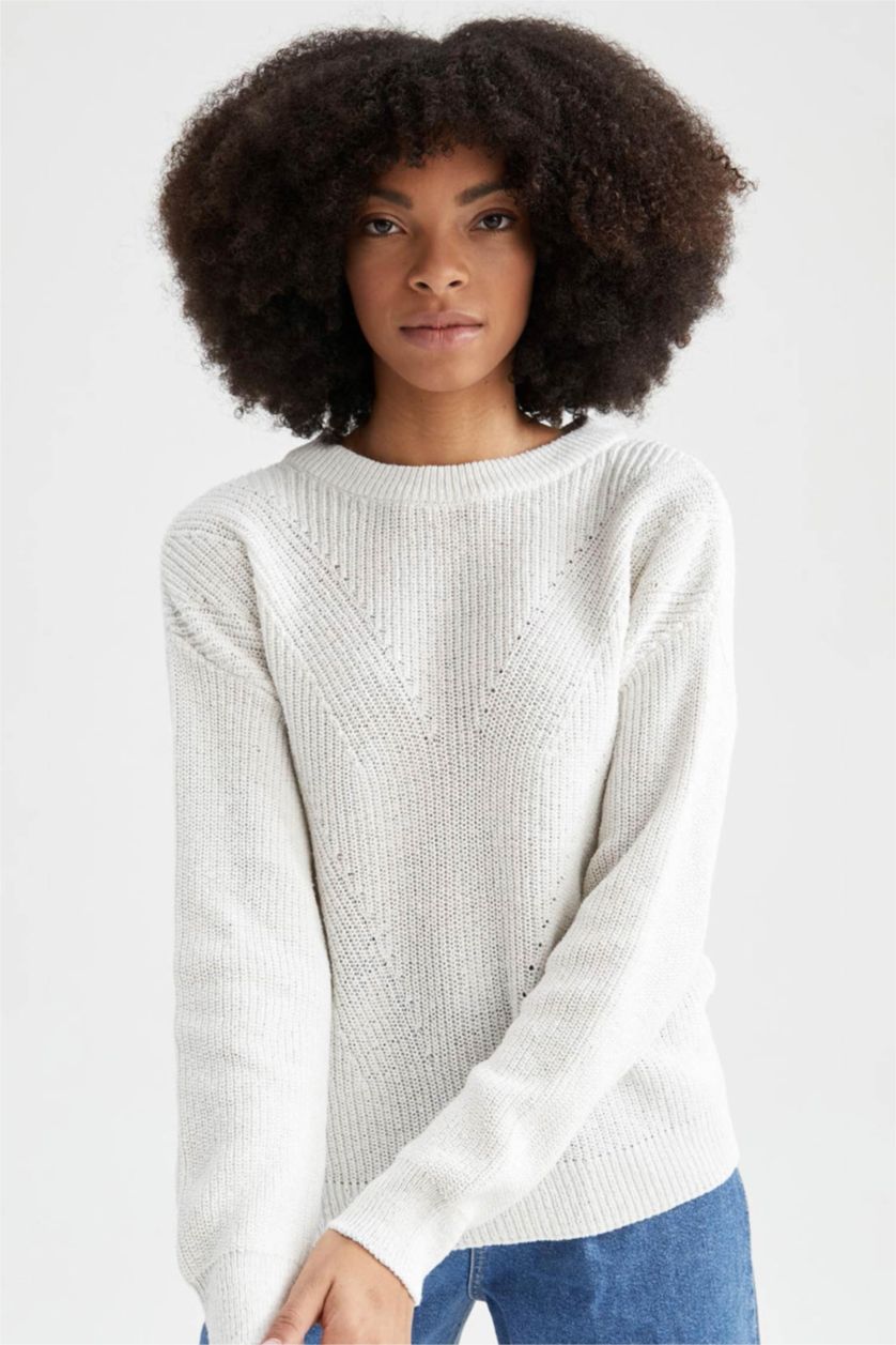 نساء بيج فاتح Regular Fit Pullover