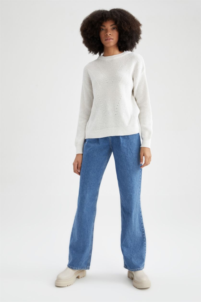 نساء بيج فاتح Regular Fit Pullover