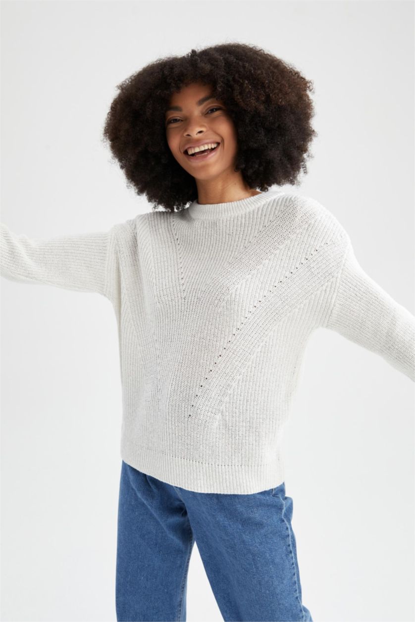 نساء بيج فاتح Regular Fit Pullover