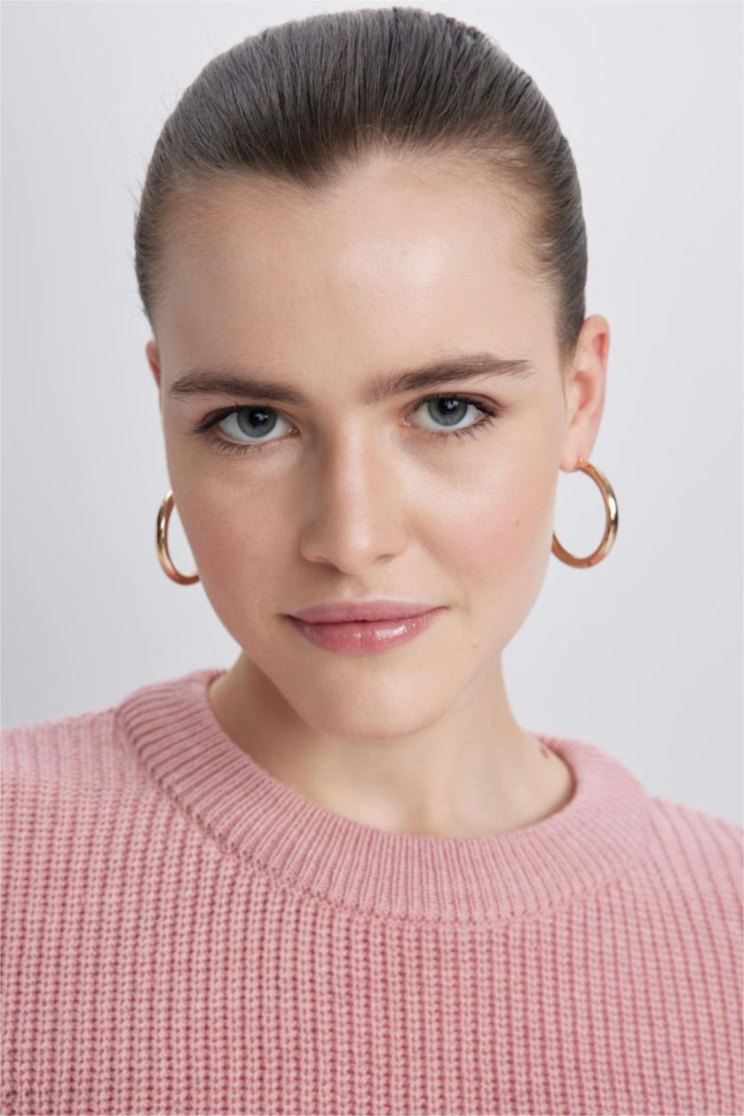 Женская Розовый Пуловер стандартного кроя с круглым вырезом для женщин