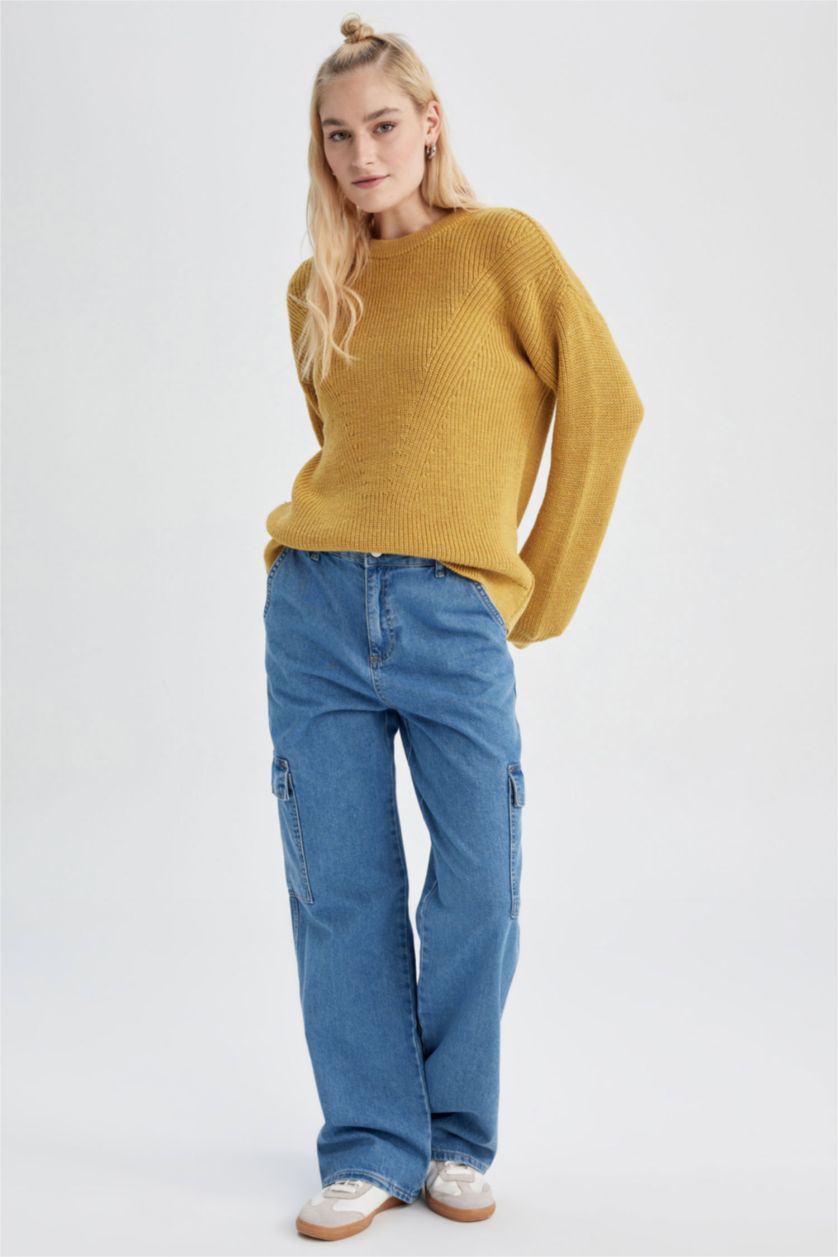 Woman Yellow Regular Fit Knitwear Pullover