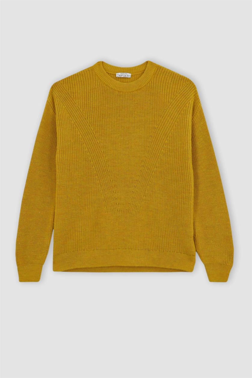 Woman Yellow Regular Fit Knitwear Pullover