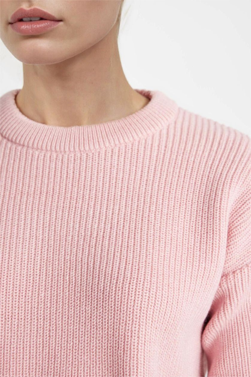 WOMAN Light Pink Regular Fit Crew Neck Knitwear Pullover