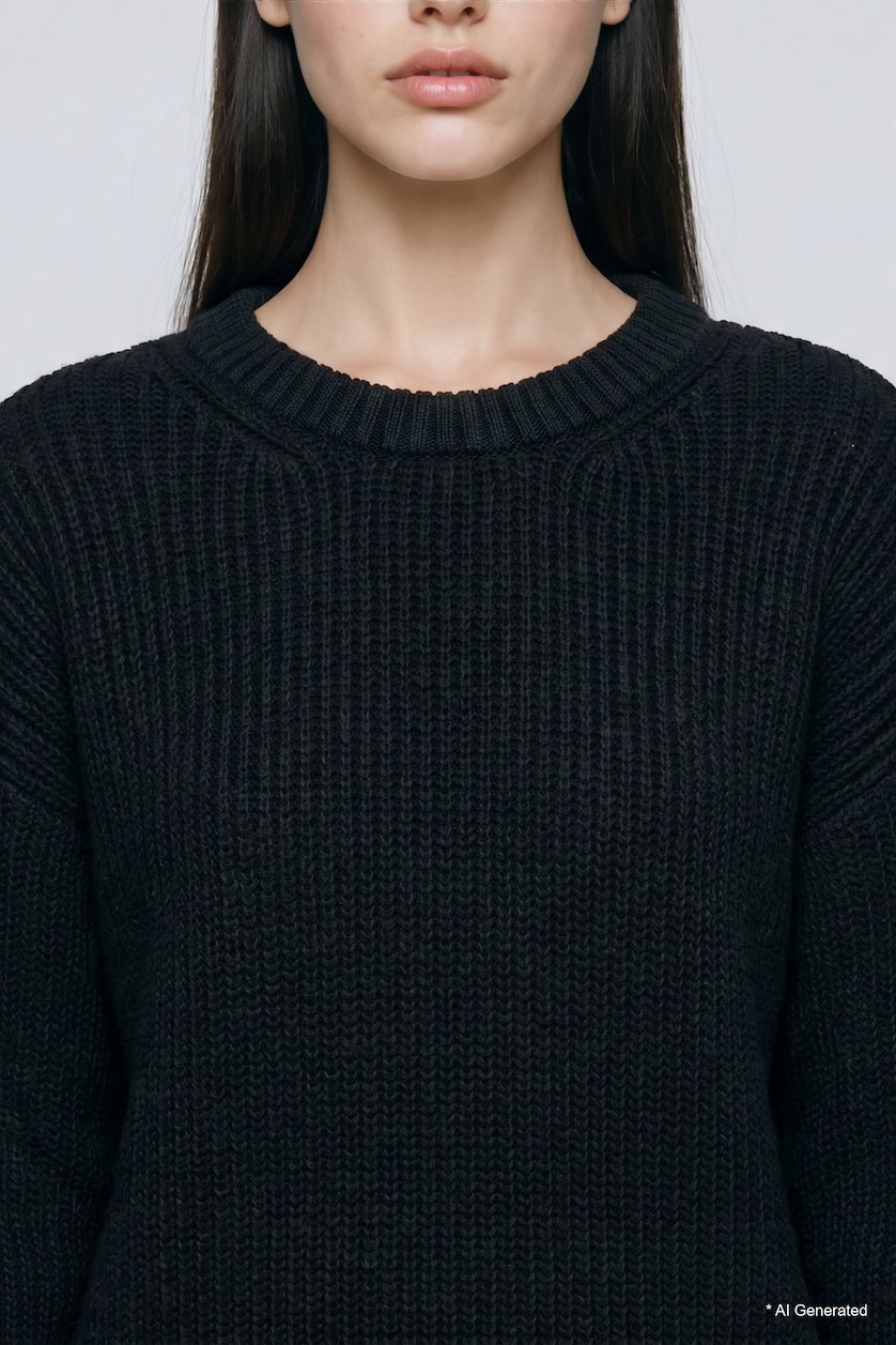 Kadın Siyah Regular Fit Kazak