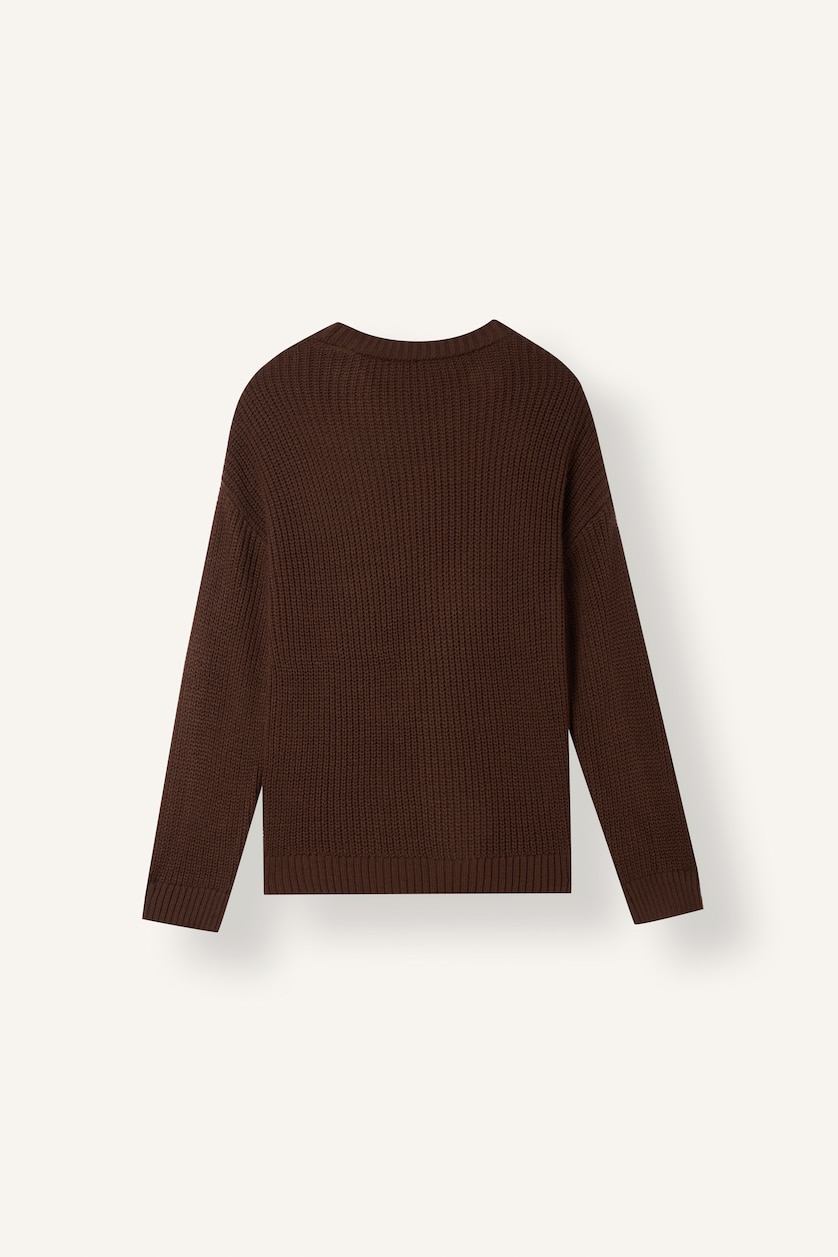 Women Brown Regular Fit Crew Neck Basic Knit Pullover