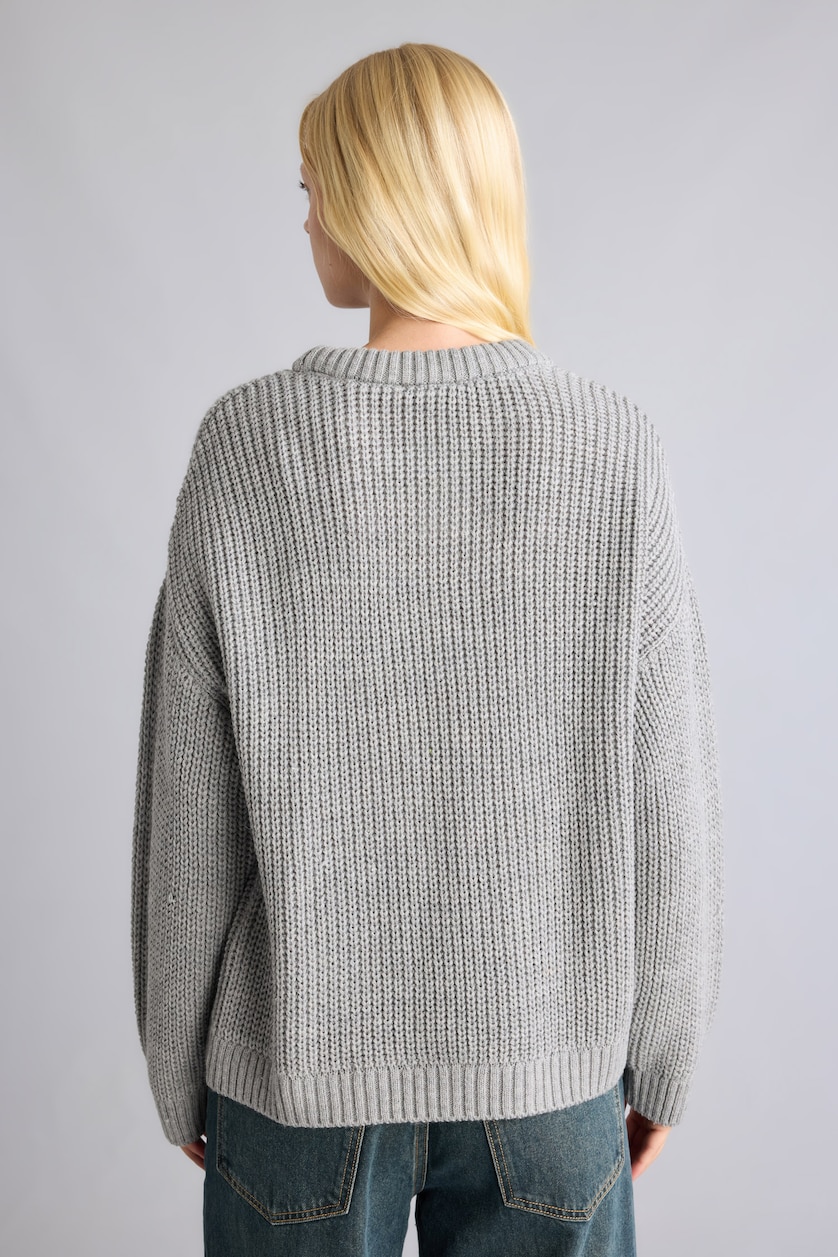 FEMME Gris Pull à col rond Coupe régulière