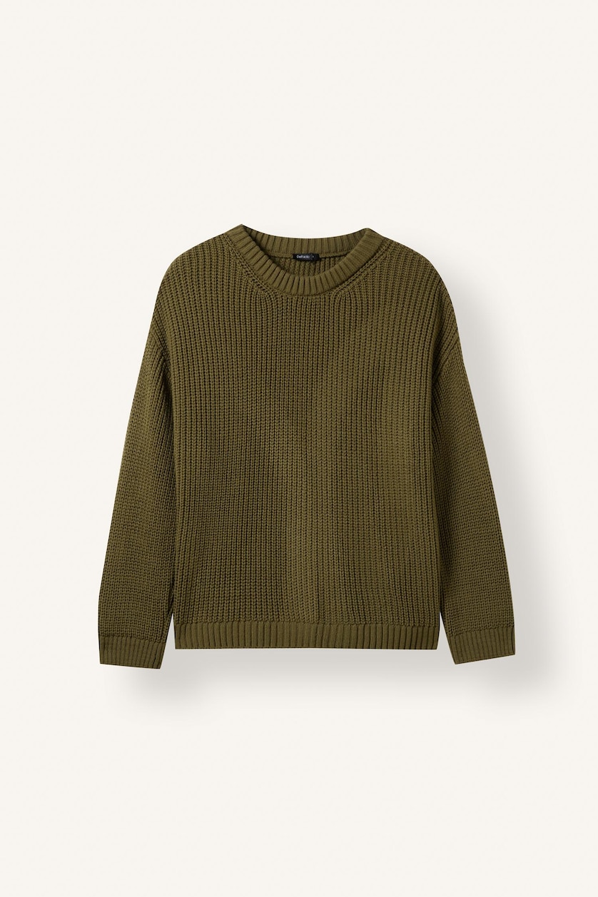 WOMAN Khaki Regular Fit Crew Neck Knitted Pullover