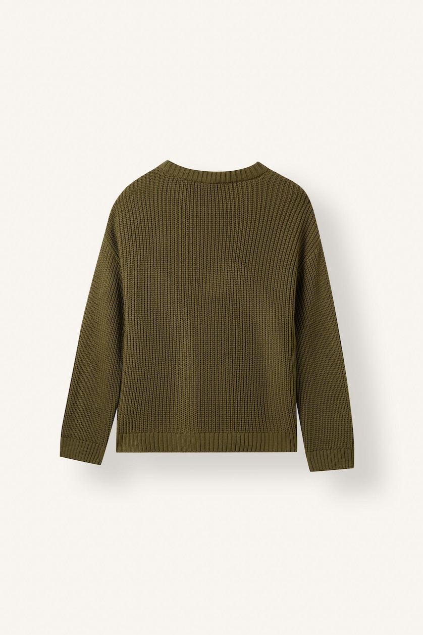WOMAN Khaki Regular Fit Crew Neck Knitted Pullover