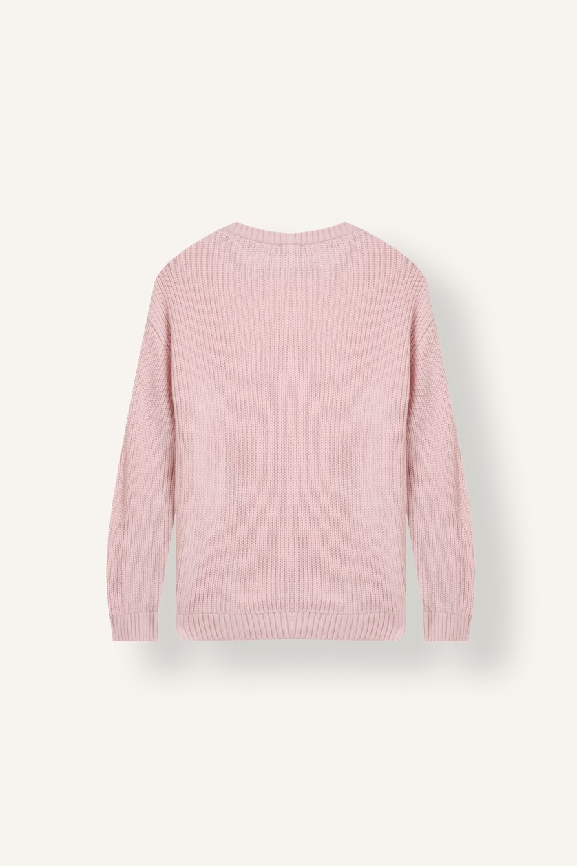 Women Pink Regular Fit Basic Crew Neck Long Sleeve Knit Pullover