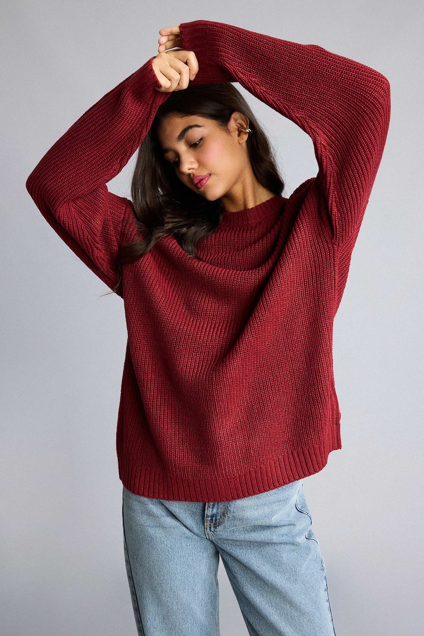 WOMAN Red Regular Fit Pullover