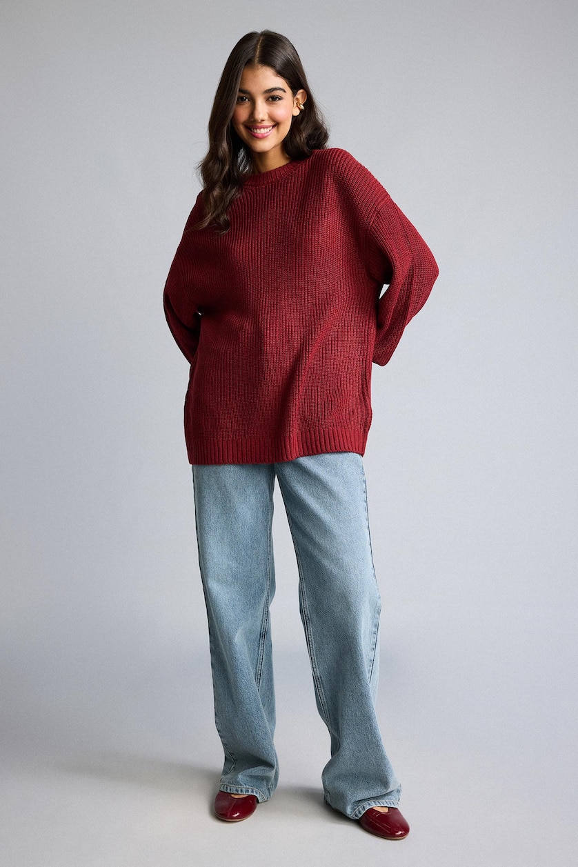 WOMAN Red Regular Fit Pullover