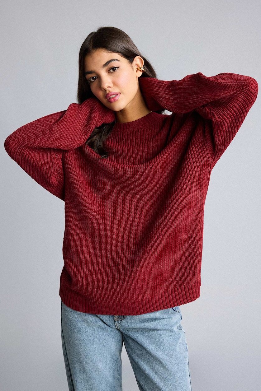 WOMAN Red Regular Fit Pullover