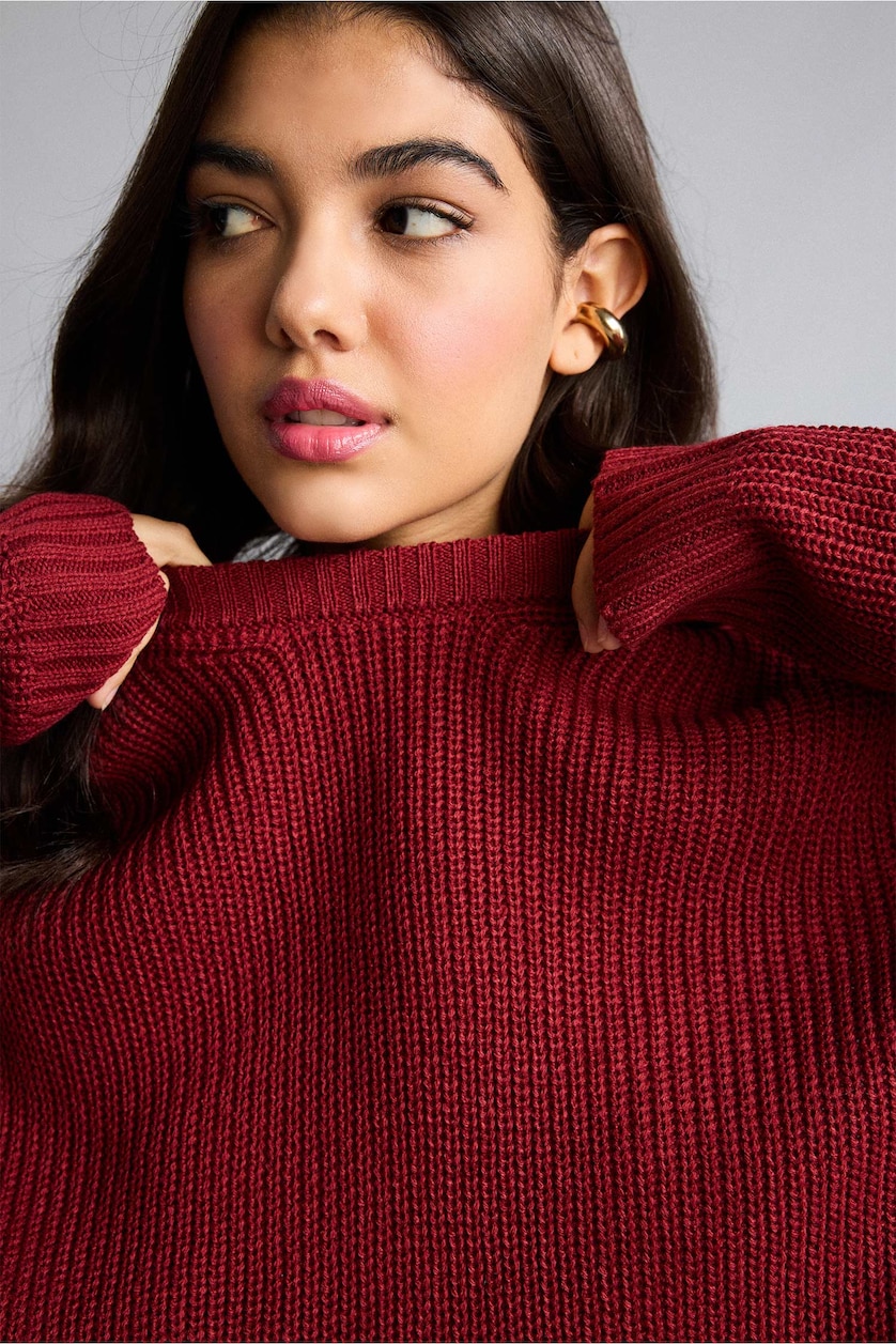 WOMAN Red Regular Fit Pullover