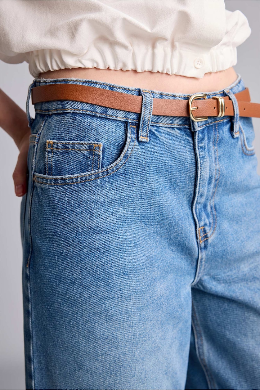 Kadın Mavi Culotte Yüksek Bel Jean