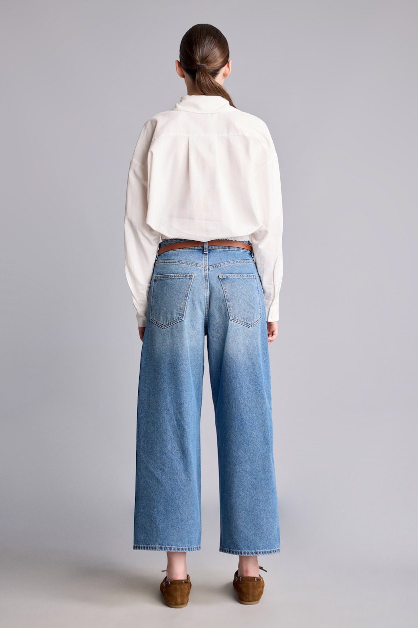 Kadın Mavi Culotte Yüksek Bel Jean
