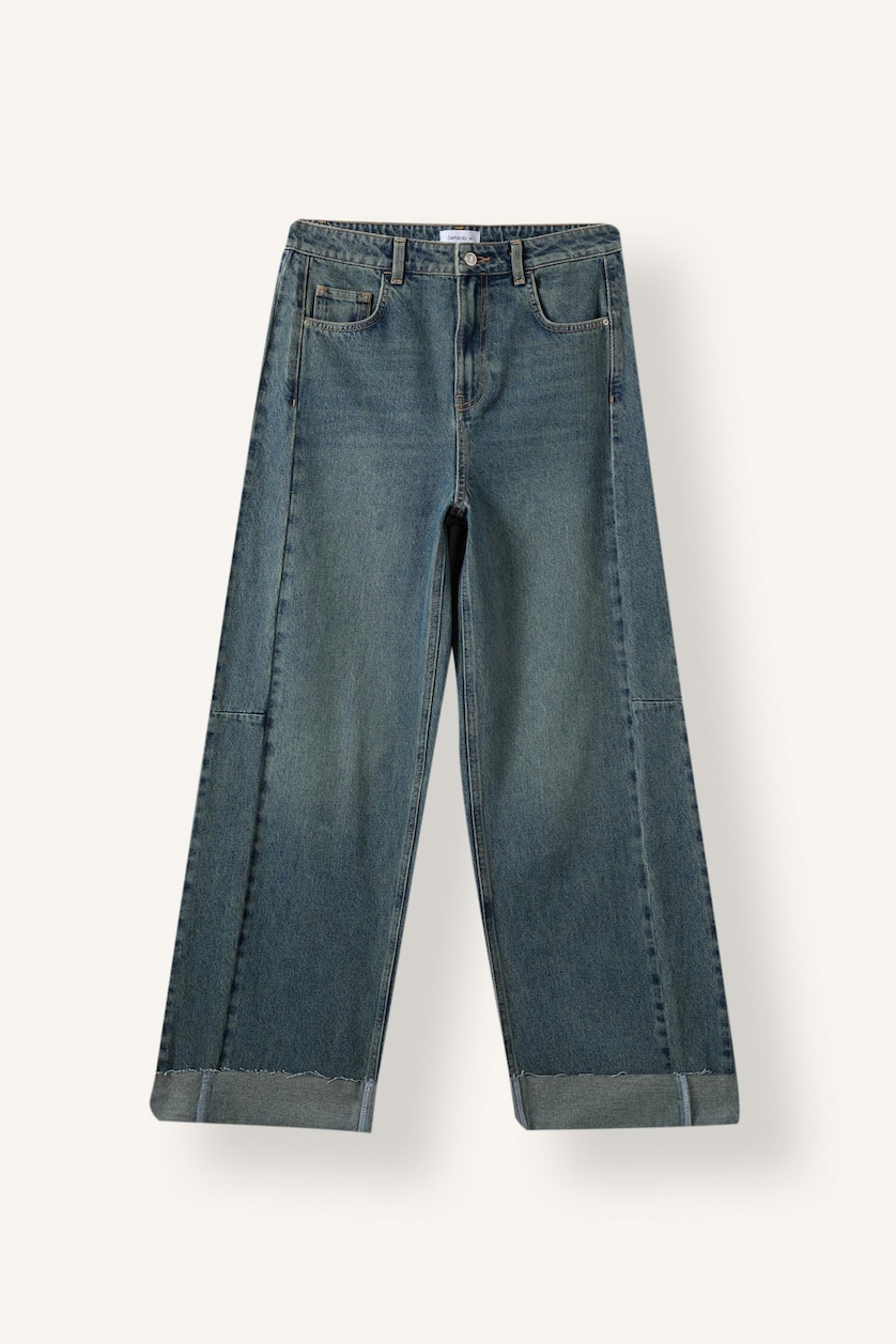 FEMME Bleu Foncé Jean à taille haute et jambes fuselées Coupe barrel