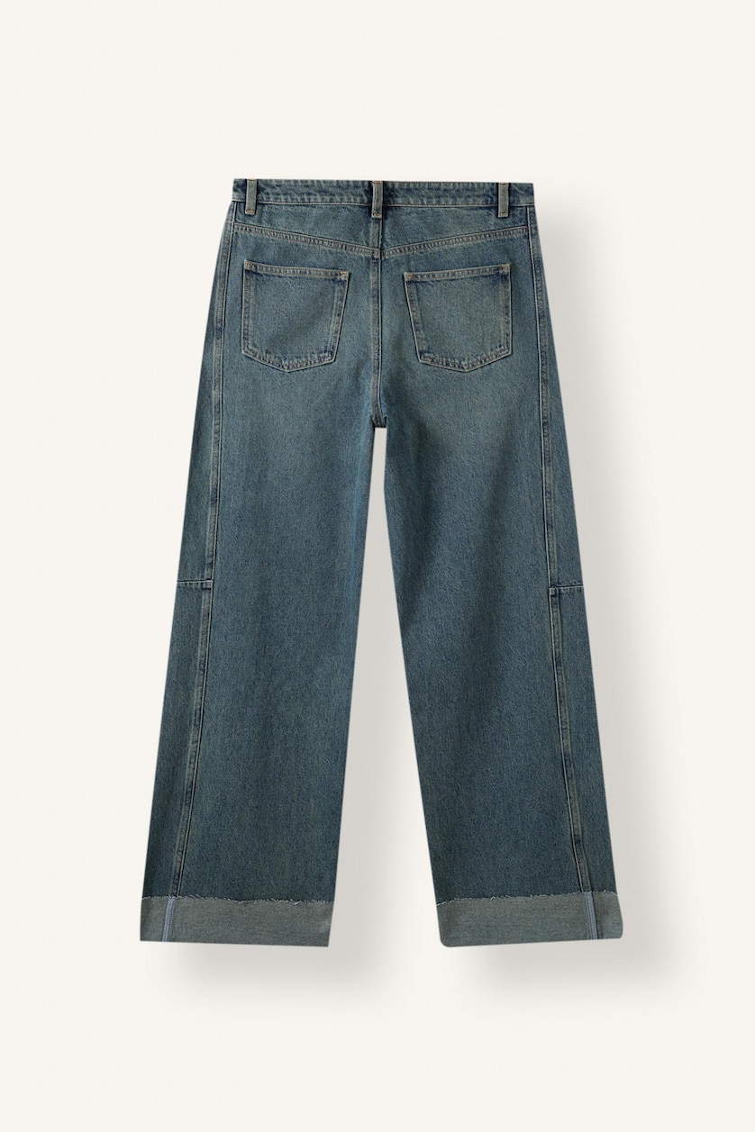 FEMME Bleu Foncé Jean à taille haute et jambes fuselées Coupe barrel