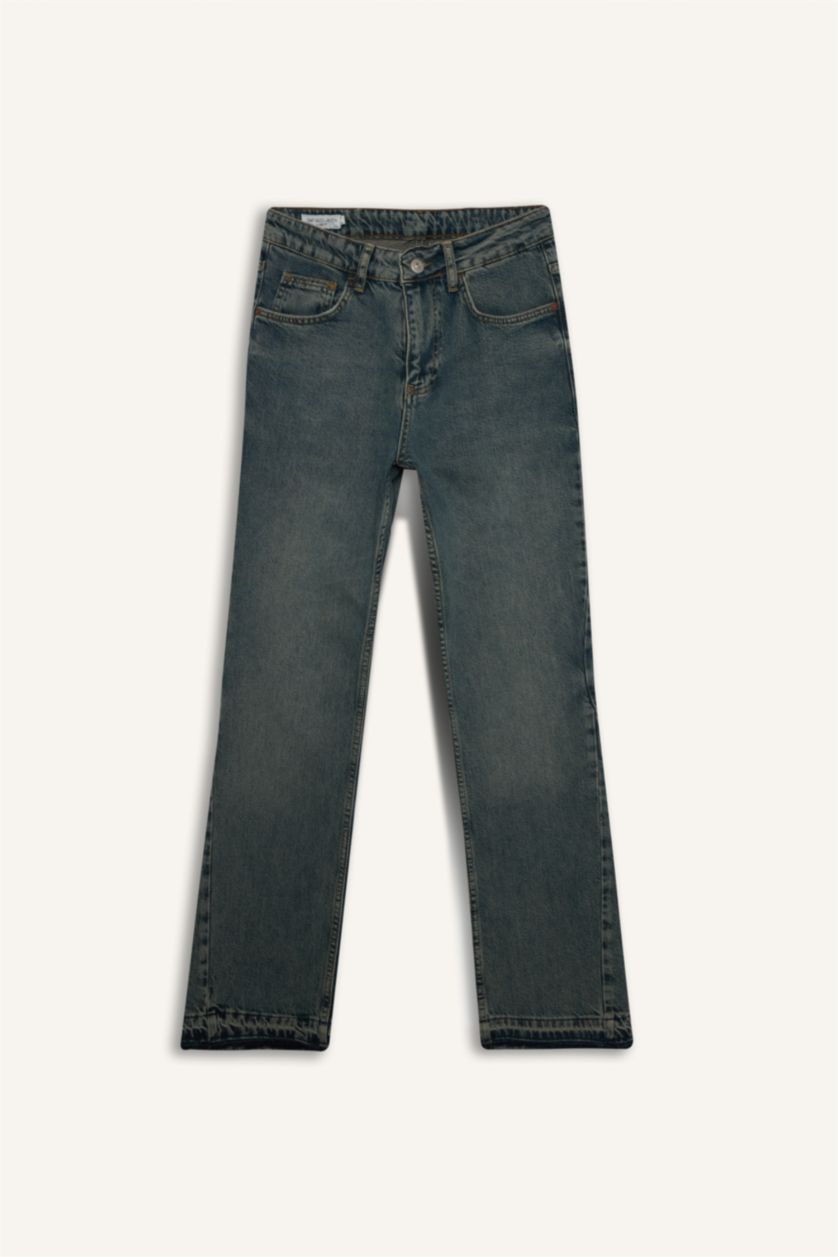 Erkek Koyu Yeşil Flare Fıt Pantolon