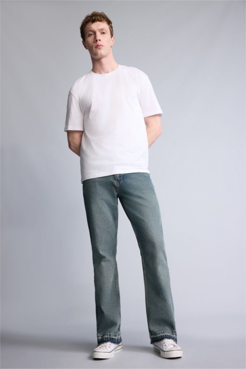 Мужчины Темно-зеленый Брюки Flare Fit