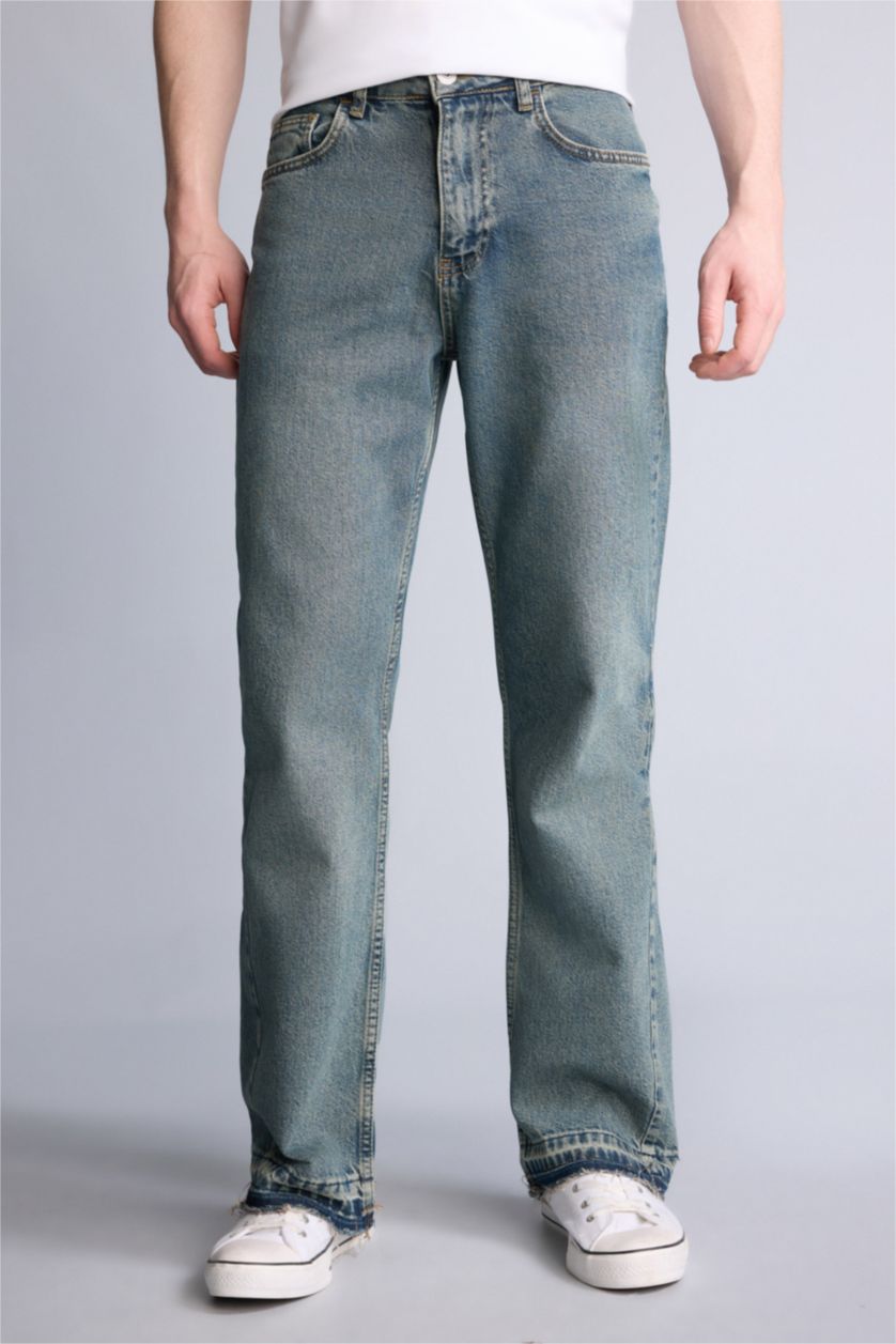 Мужчины Темно-зеленый Брюки Flare Fit