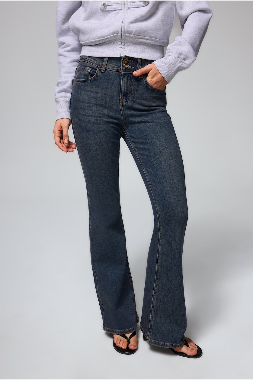 WOMAN Dark Blue Mia Flare Fit Mid Rise Jeans