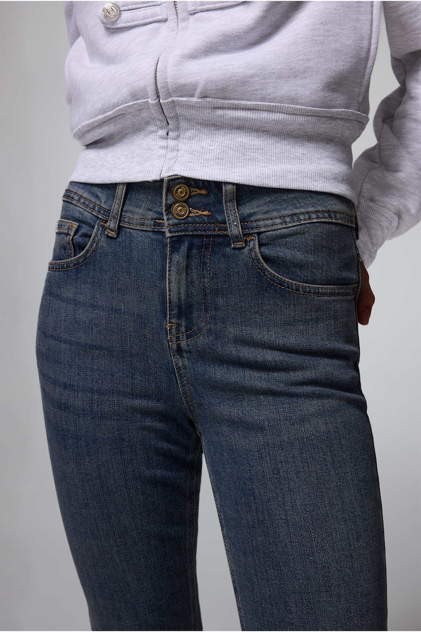 WOMAN Dark Blue Mia Flare Fit Mid Rise Jeans