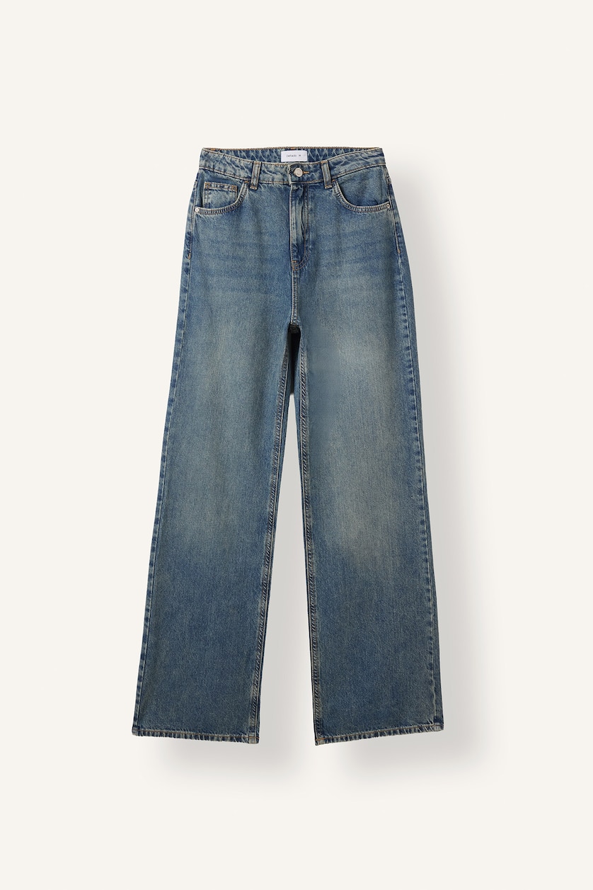 WOMAN Dark Blue 90s Style High-Waisted Wide Leg Trousers