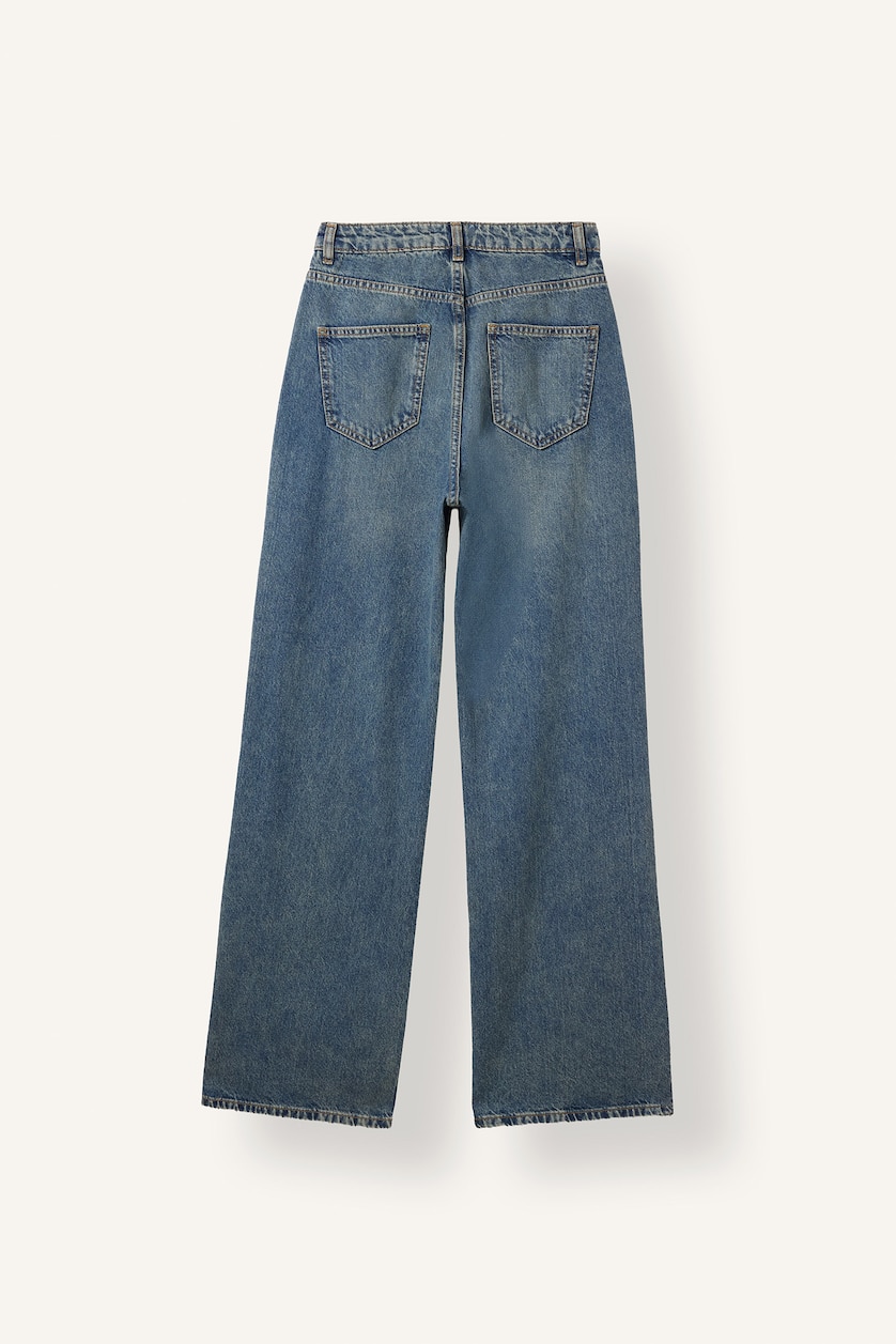 WOMAN Dark Blue 90s Style High-Waisted Wide Leg Trousers