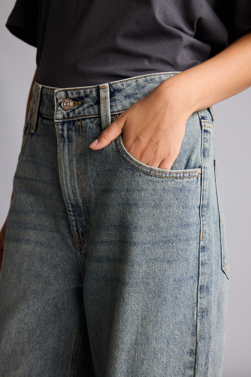 WOMAN Light Indigo High Waist Baggy Fit Trousers