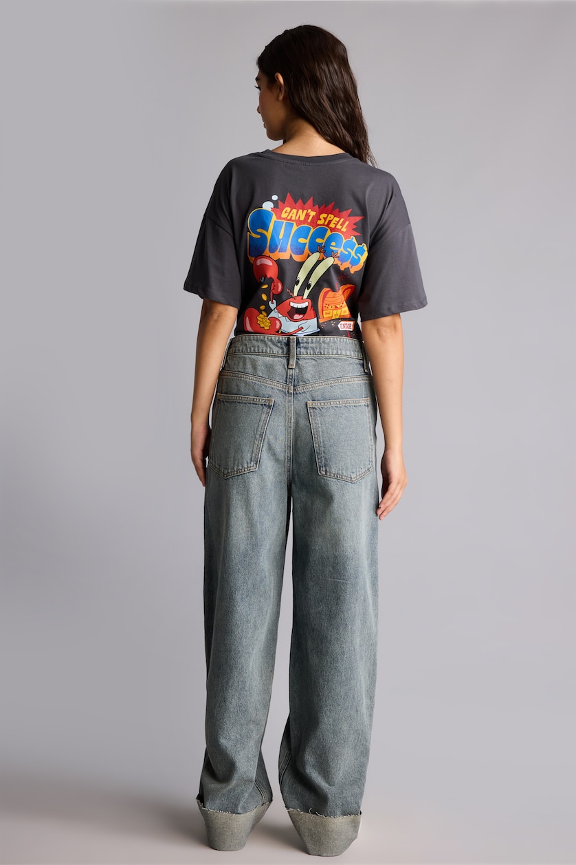 WOMAN Light Indigo High Waist Baggy Fit Trousers