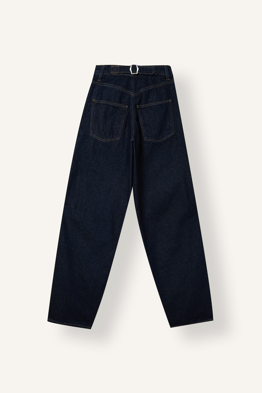 FEMME Indigo Jean large à taille haute et jambes fuselées Coupe barrel
