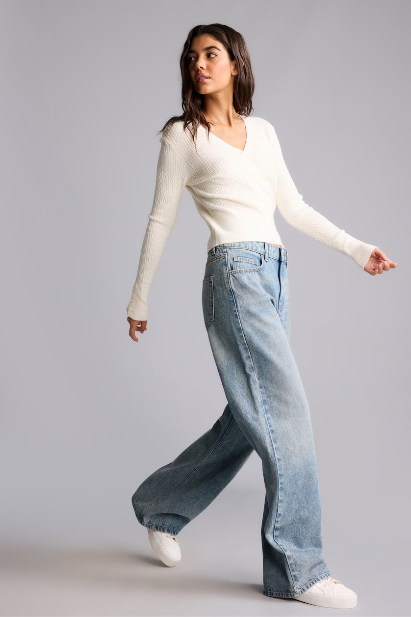Әйелдерге Ашық Көк 90's Wide Leg джинс